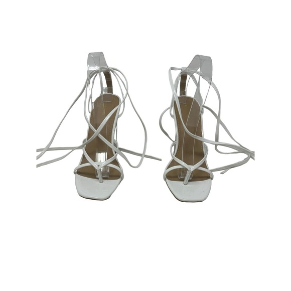 PrettyLittleThings White Clear Heel Lace Up Heels size 39 - Picture 5 of 9
